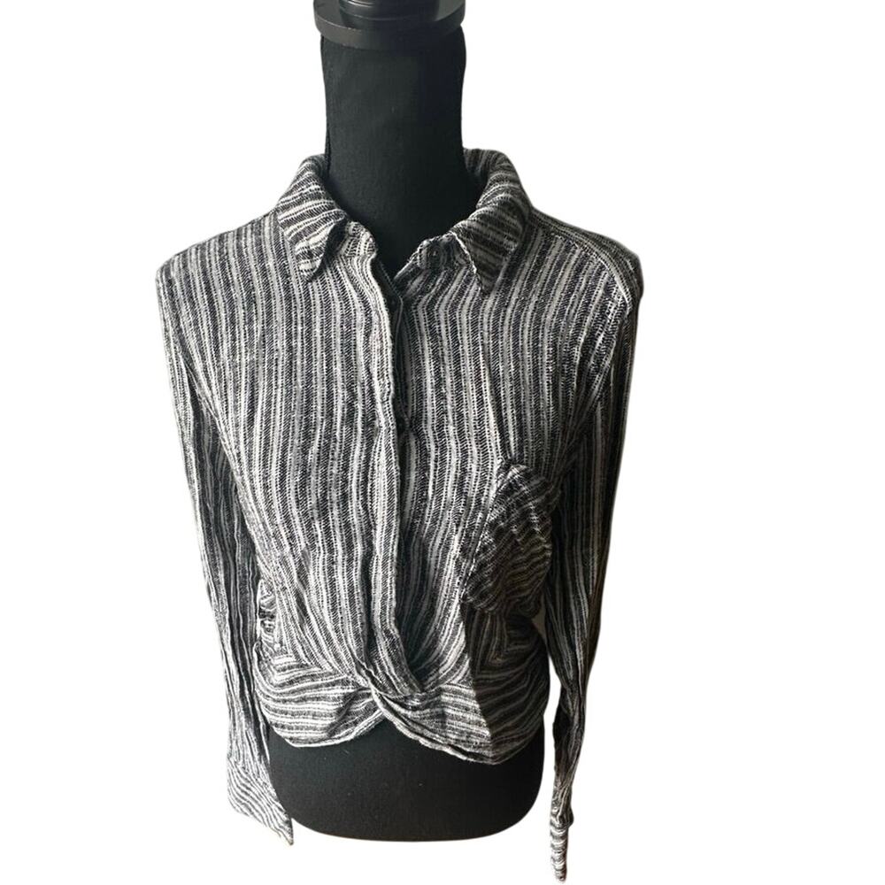 Free People Lust For Life Striped Long Sleeve Crop Top – Size L